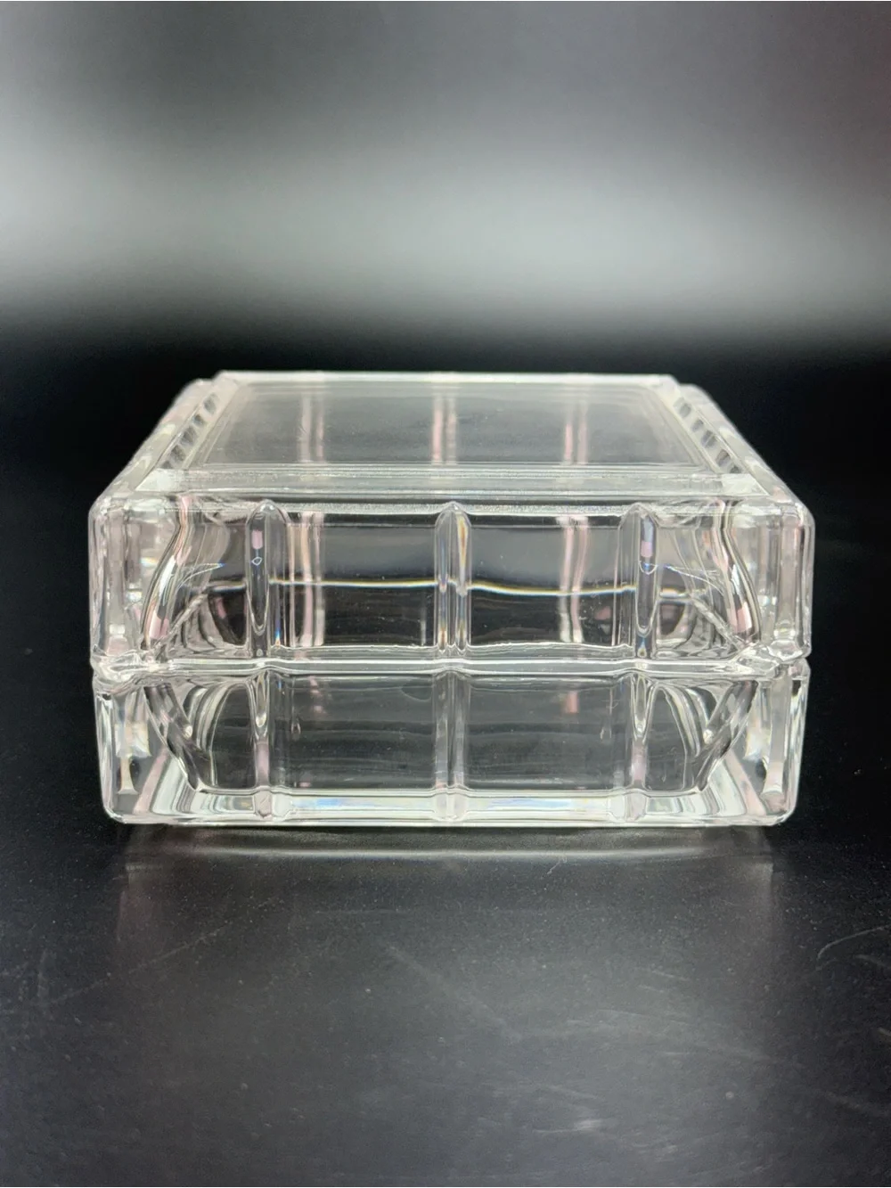 Vintage Avon Square Crystal Lidded Trinket Jewelry Box